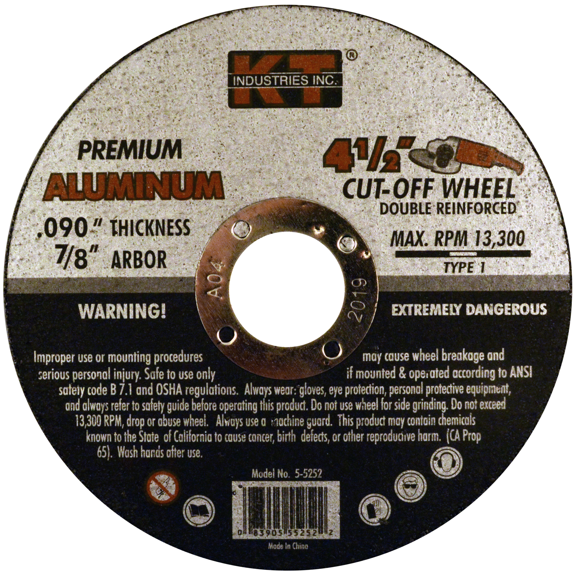 K-T Industries Cutting Wheel — 4 1/2in. x 0.090in. x 7/8in., Aluminum, 10-Pack, Model# 5-5252